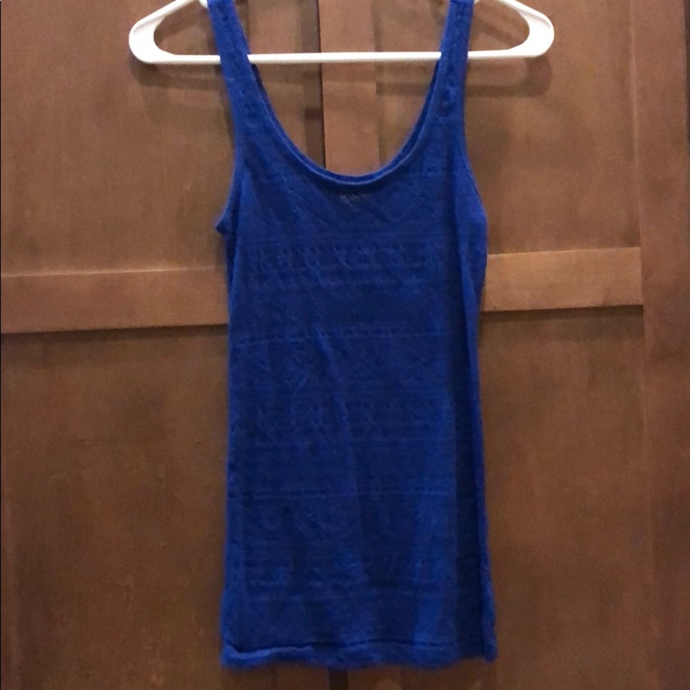 Blue patterned tank top